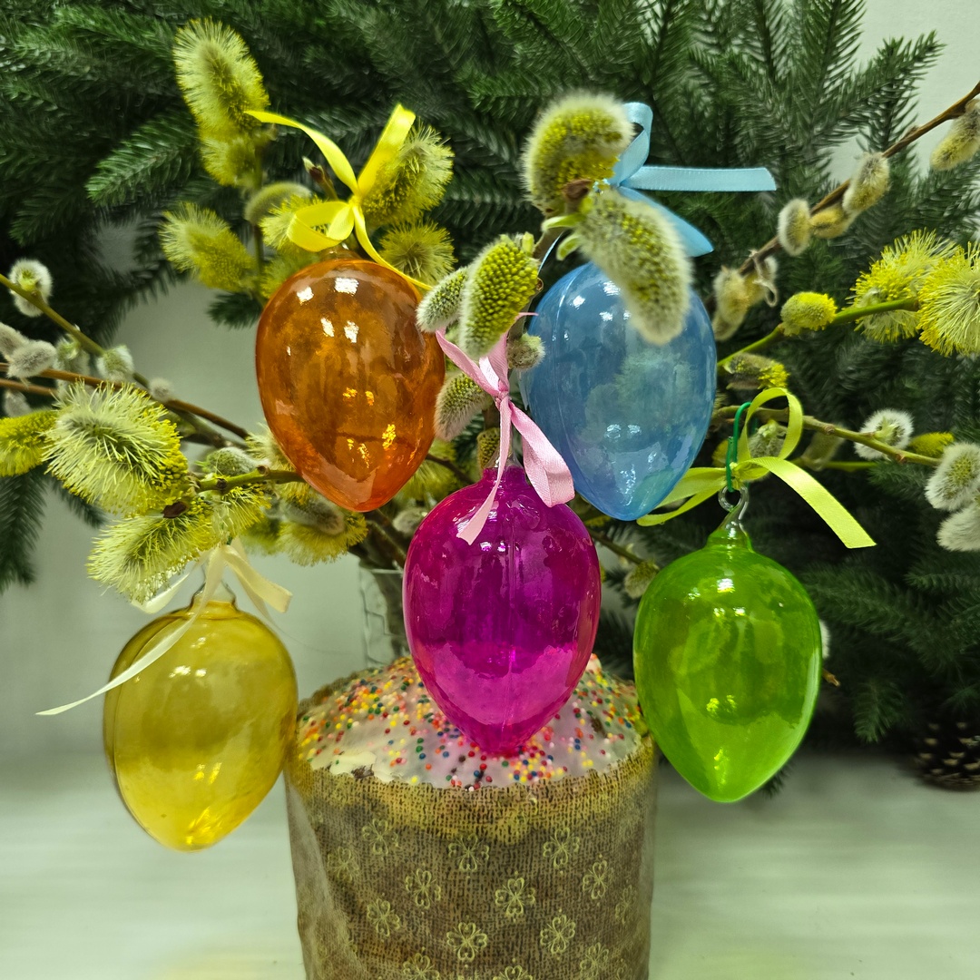 фото Набор стеклянных ёлочных игрушек Irena-Co Пасхальные яйца прозрачные