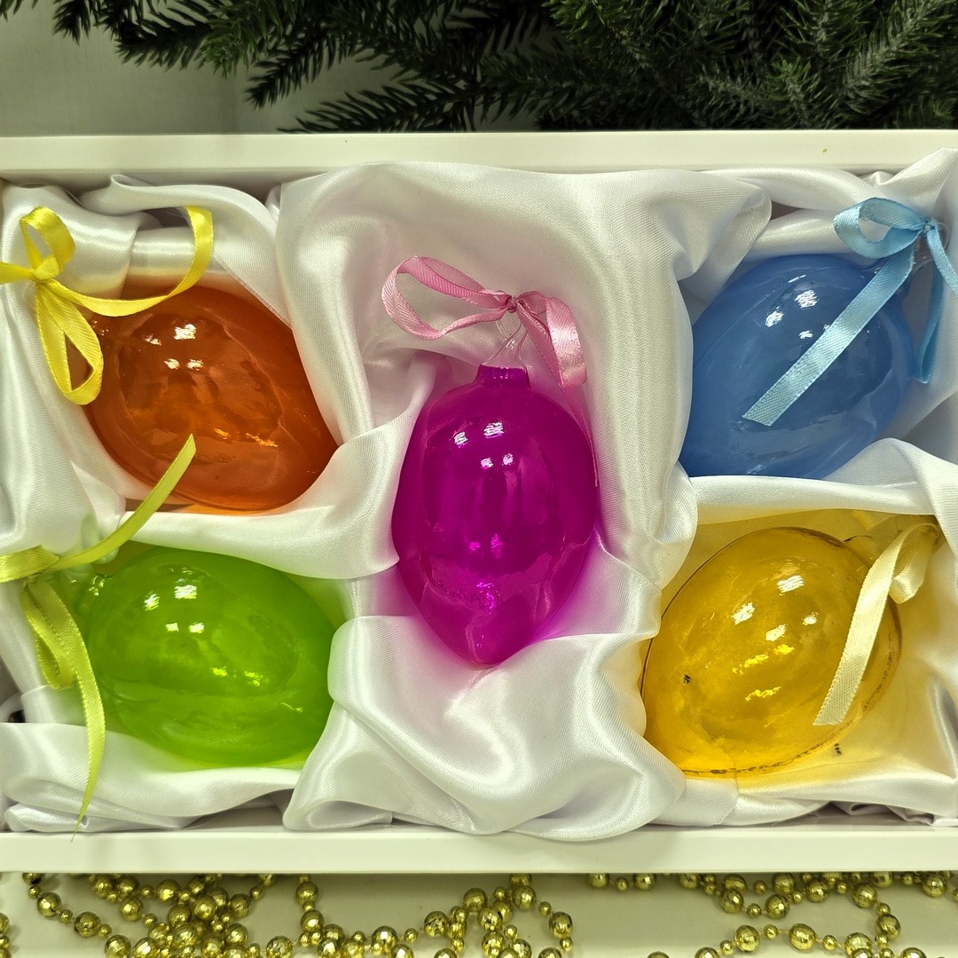 фото Набор стеклянных ёлочных игрушек Irena-Co Пасхальные яйца прозрачные