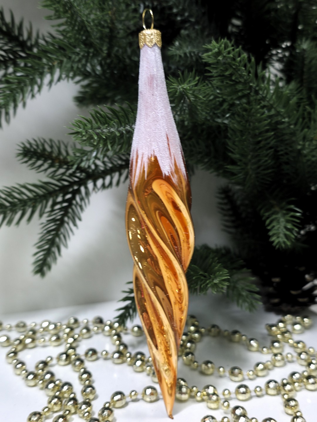 фото Стеклянная елочная игрушка Сосулька