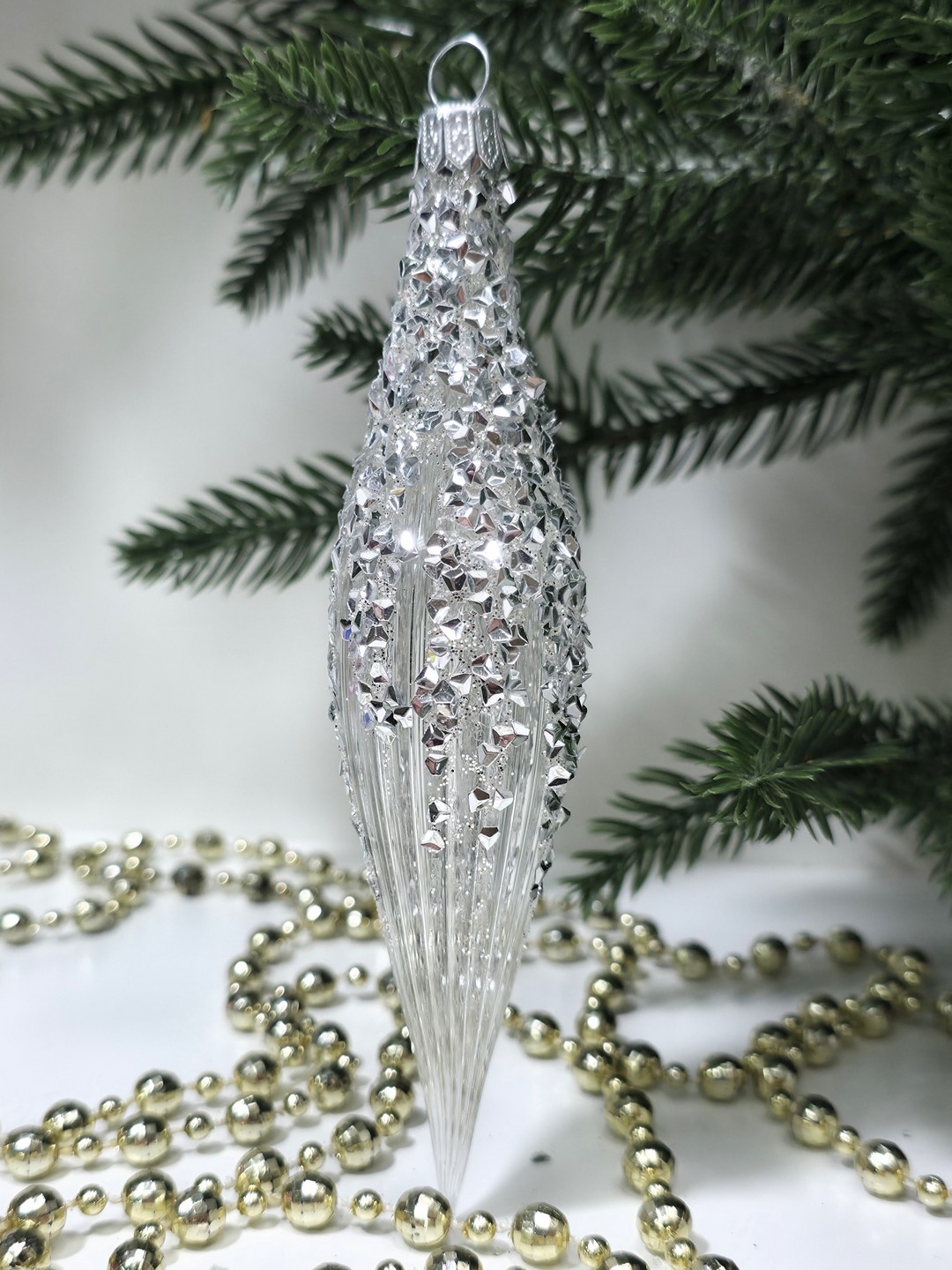 фото Стеклянная елочная игрушка Сосулька