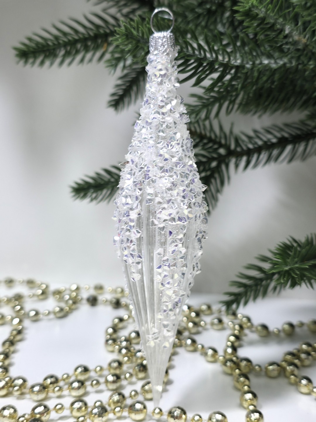 фото Стеклянная елочная игрушка Сосулька