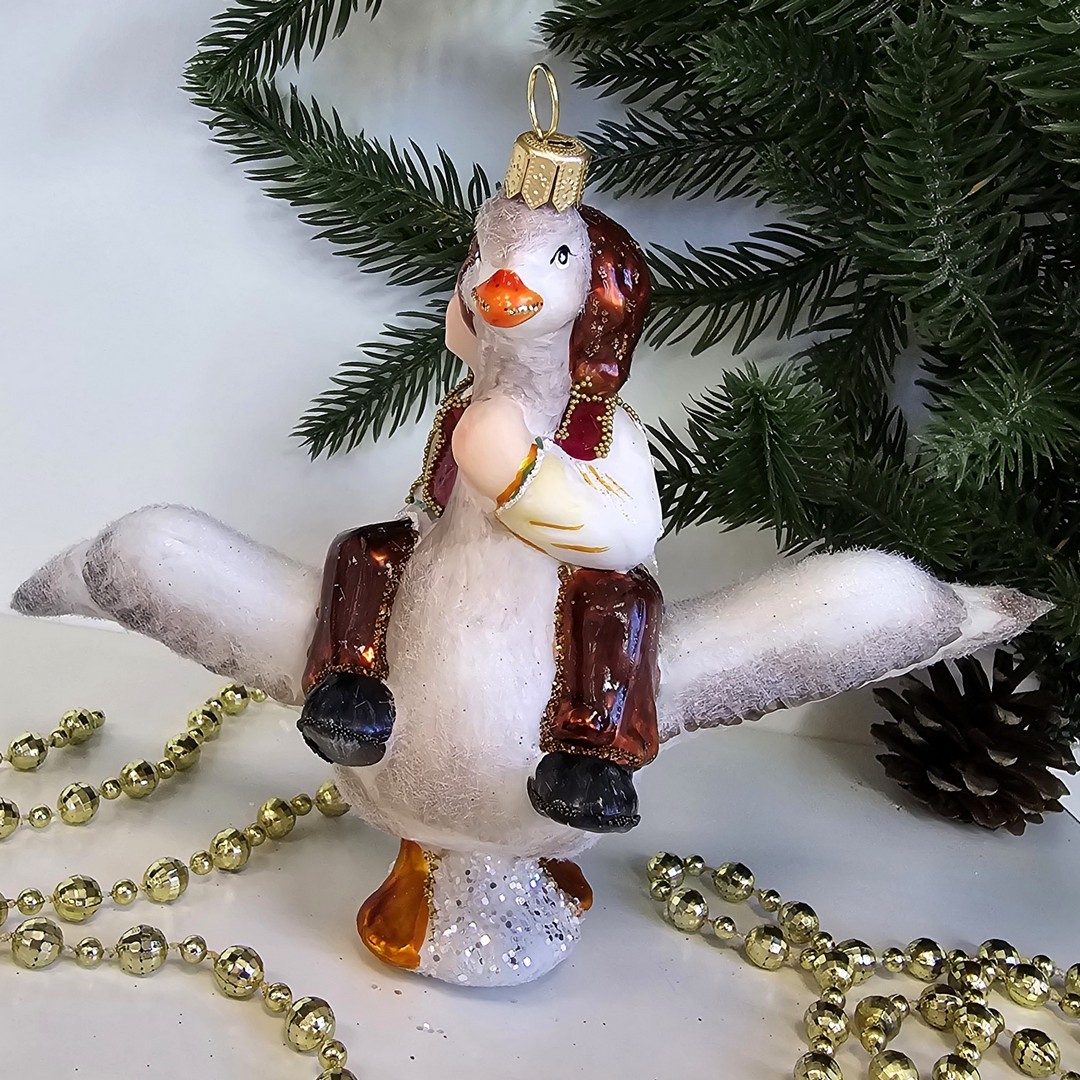 фото Стеклянная елочная игрушка Иванушка на лебеде
