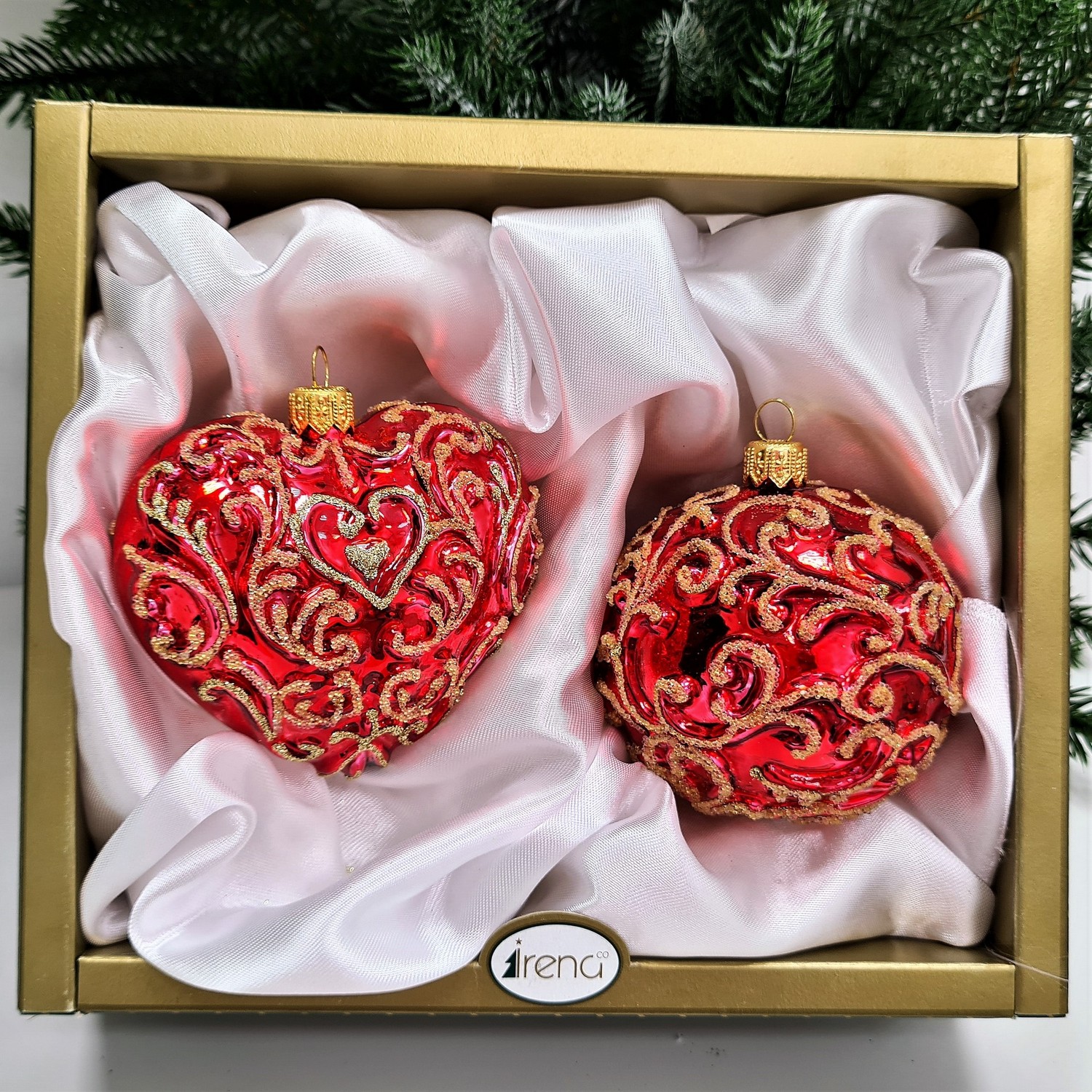 фото Набор ёлочных игрушек Сердце и шар красный