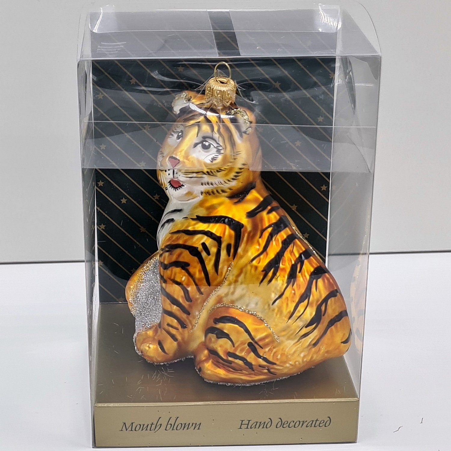 фото Стеклянная елочная игрушка Тигр на камне