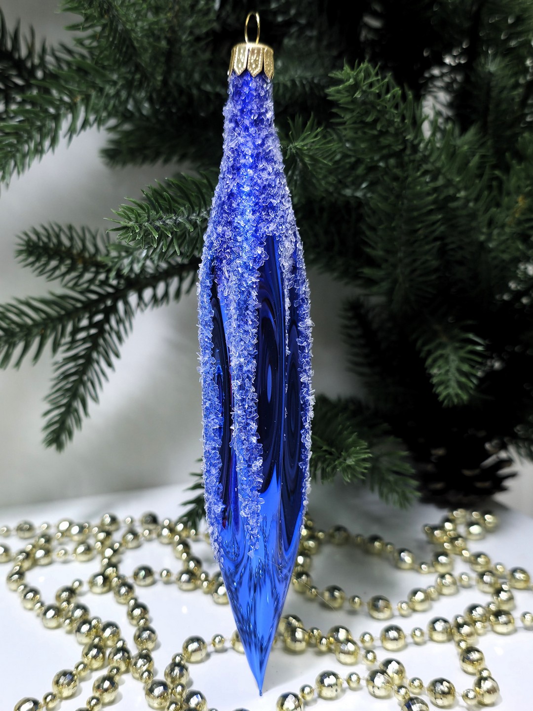 фото Стеклянная елочная игрушка Сосулька