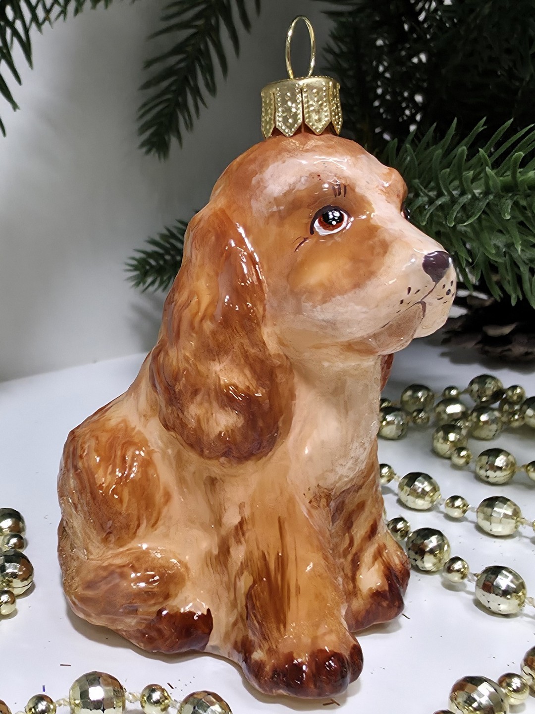 фото Стеклянная елочная игрушка Спаниель