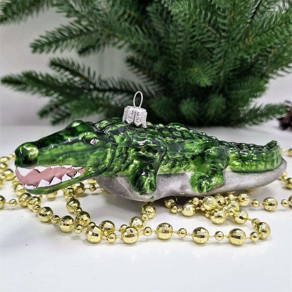 фото Стеклянная елочная игрушка Крокодил
