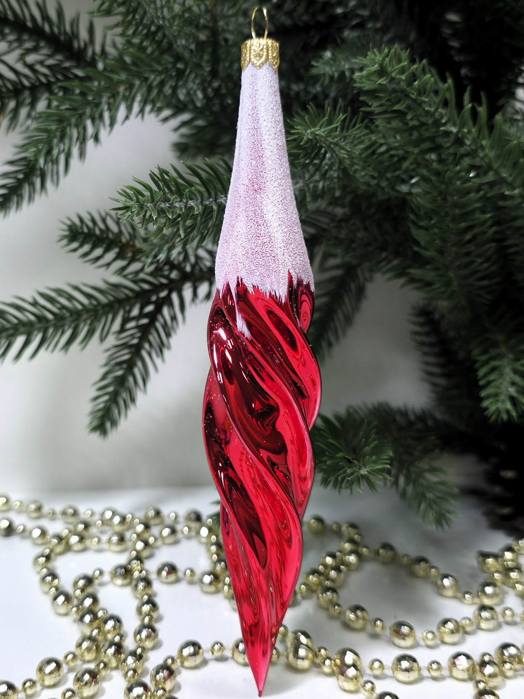 фото Стеклянная елочная игрушка Сосулька