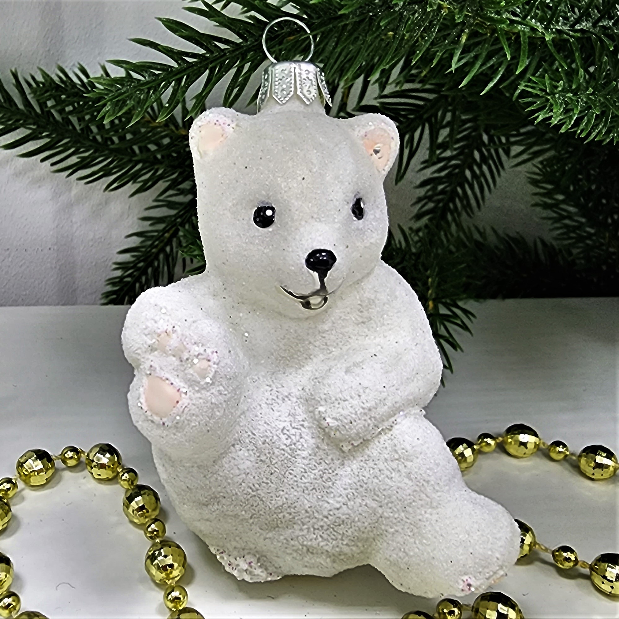 фото Стеклянная елочная игрушка Медвежонок Умка