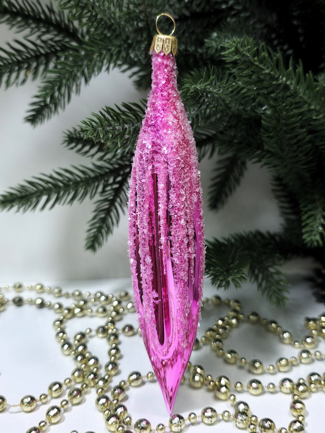 фото Стеклянная елочная игрушка Сосулька