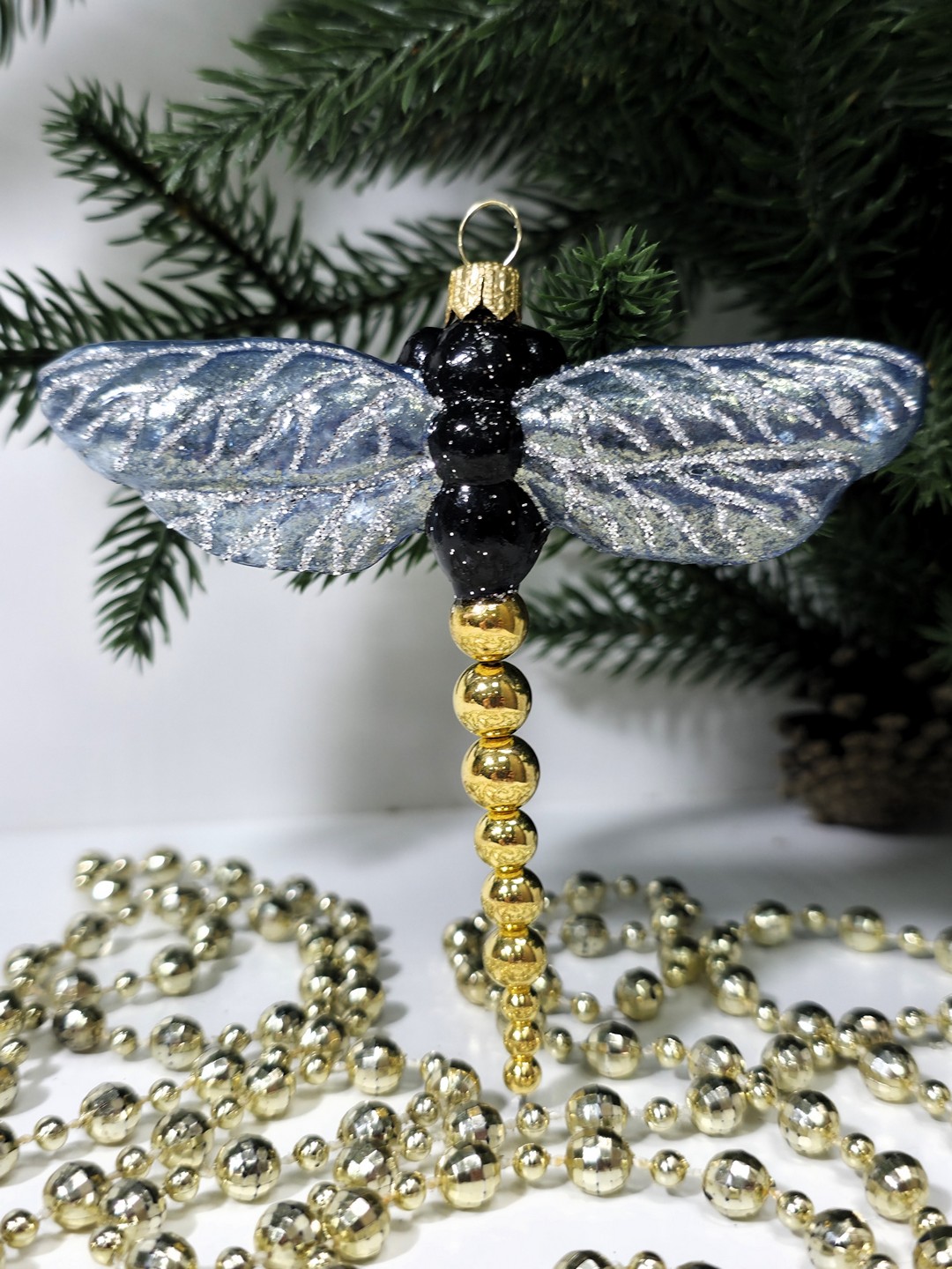 фото Стеклянная елочная игрушка Стрекоза