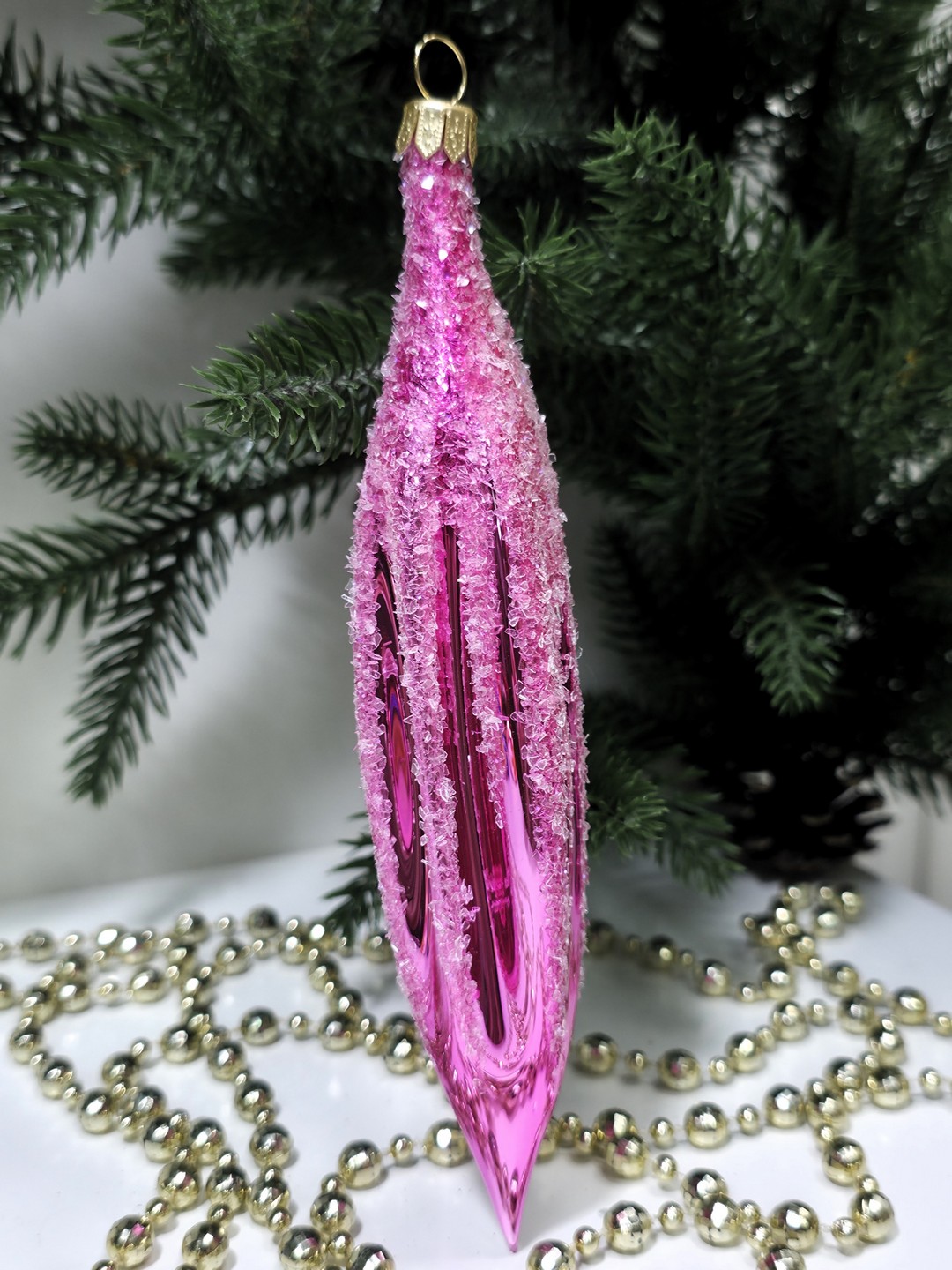 фото Стеклянная елочная игрушка Сосулька