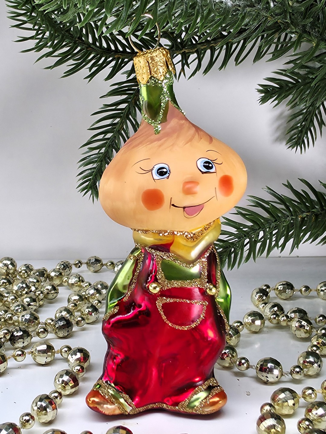 фото Стеклянная елочная игрушка Чиполлино