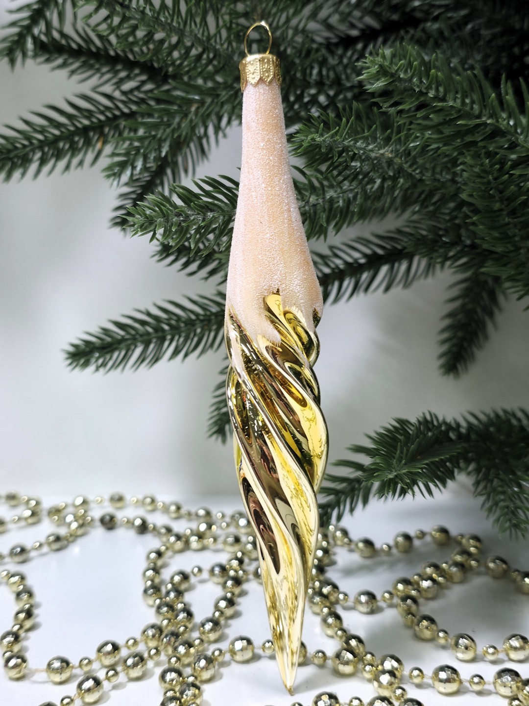 фото Стеклянная елочная игрушка Сосулька