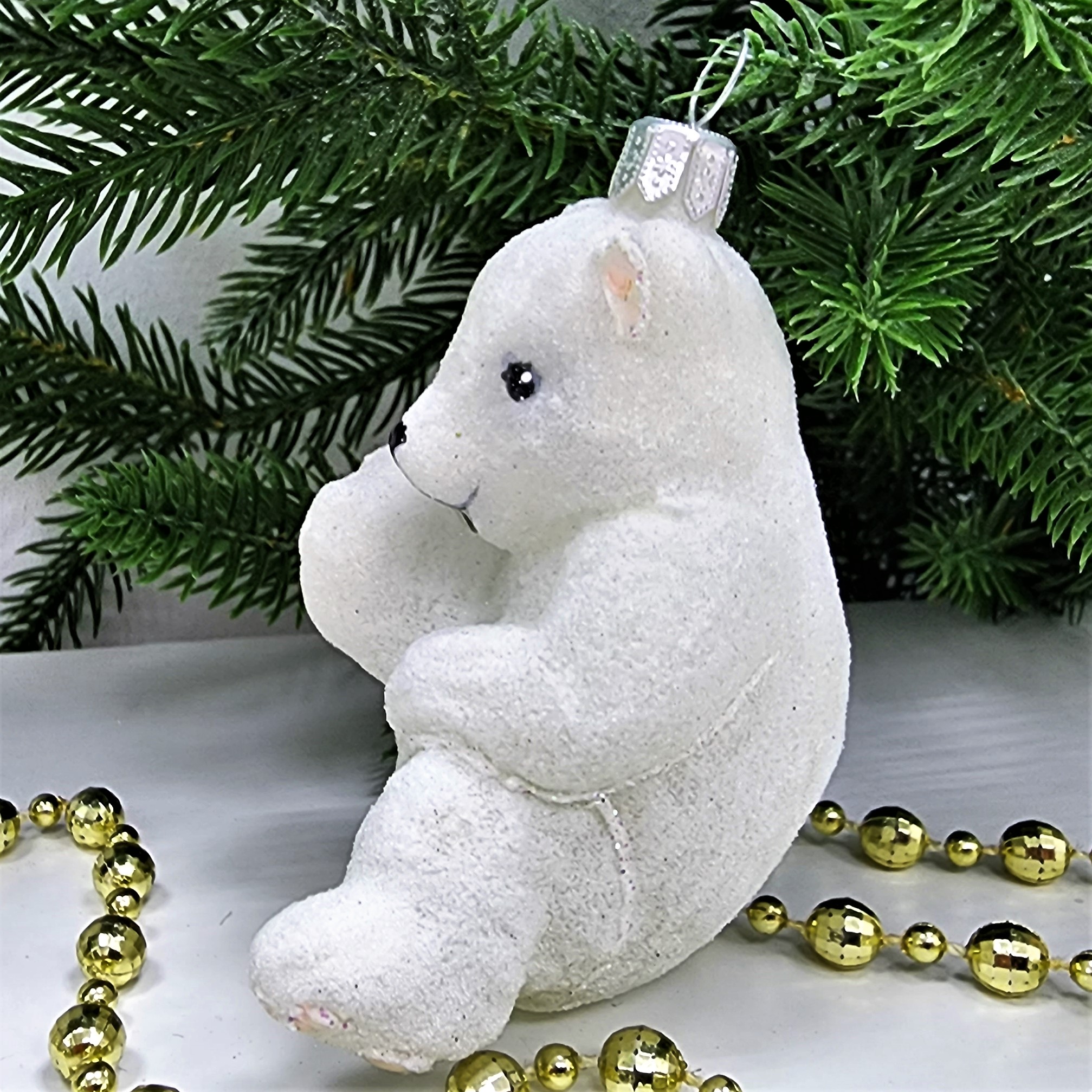 фото Стеклянная елочная игрушка Медвежонок Умка