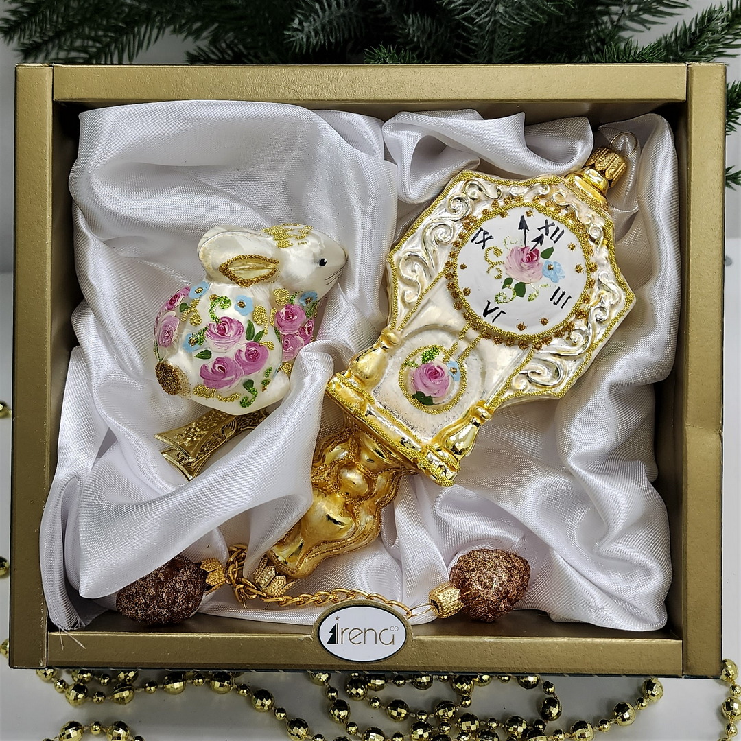 фото Набор ёлочных игрушек Часы и зайчик Версаль
