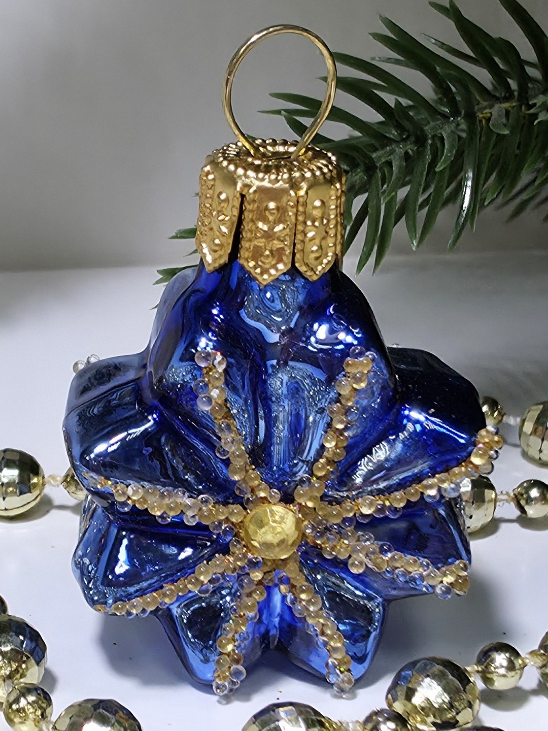 фото Стеклянная елочная игрушка Звездочка