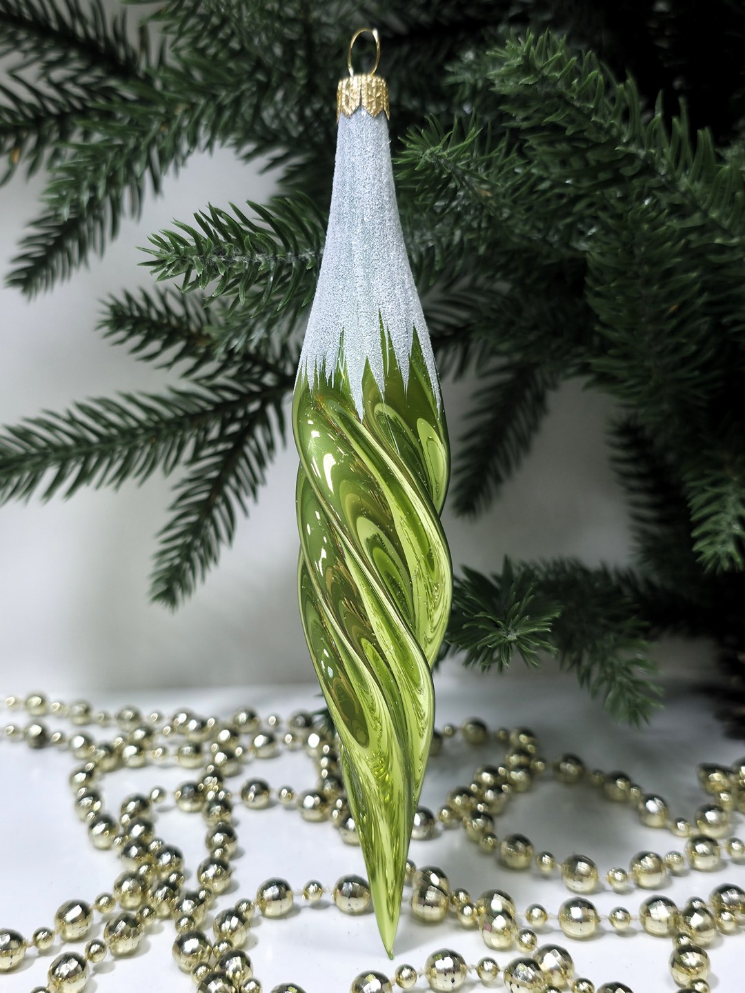 фото Стеклянная елочная игрушка Сосулька