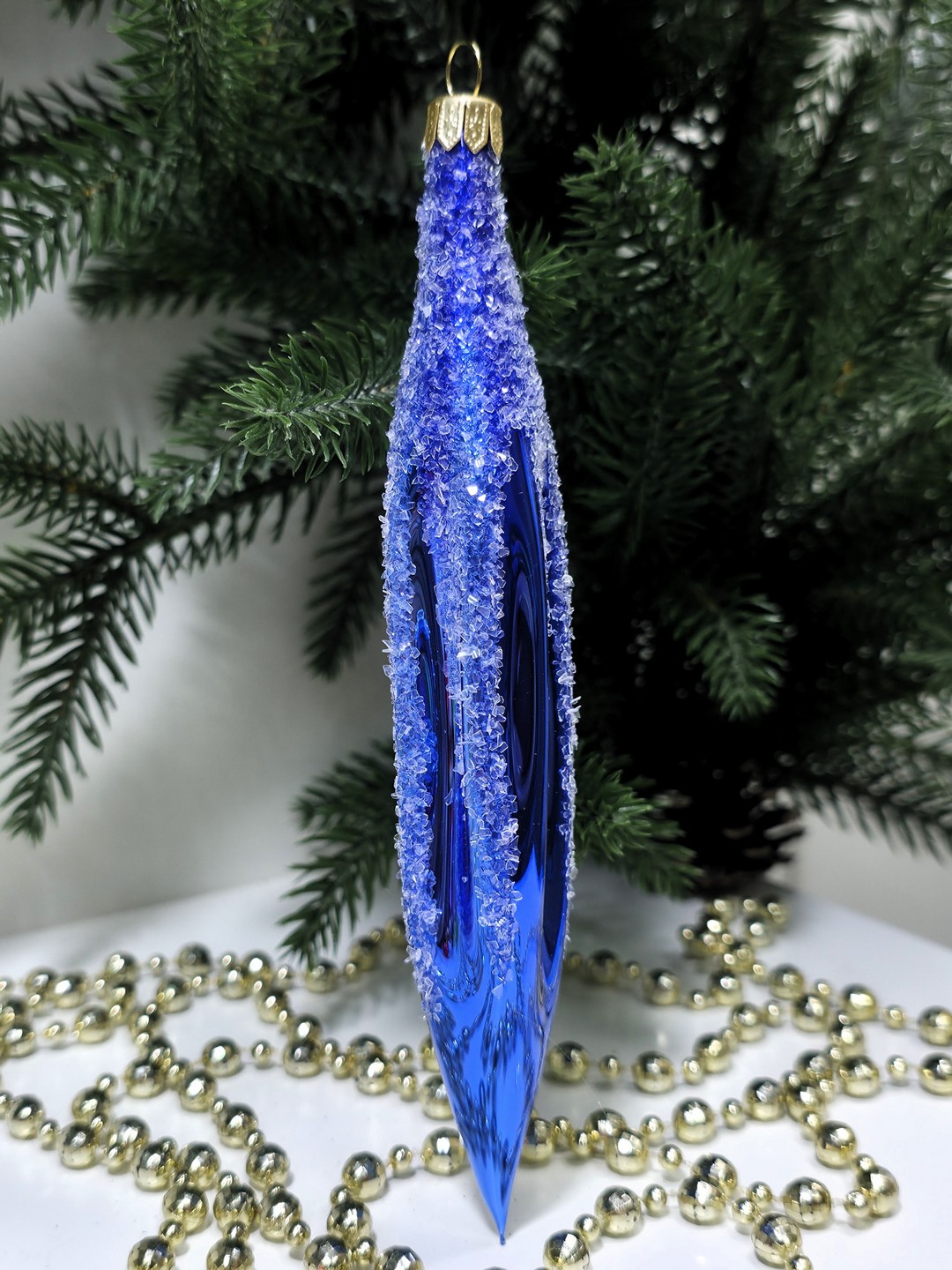 фото Стеклянная елочная игрушка Сосулька