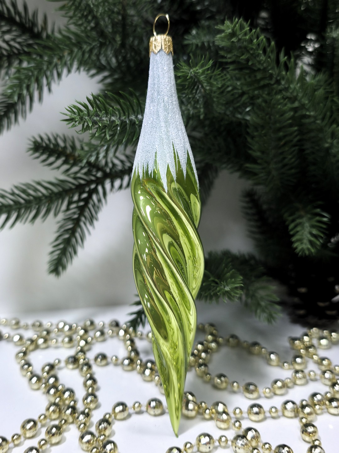 фото Стеклянная елочная игрушка Сосулька