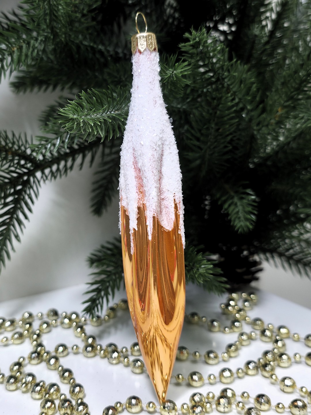 фото Стеклянная елочная игрушка Сосулька