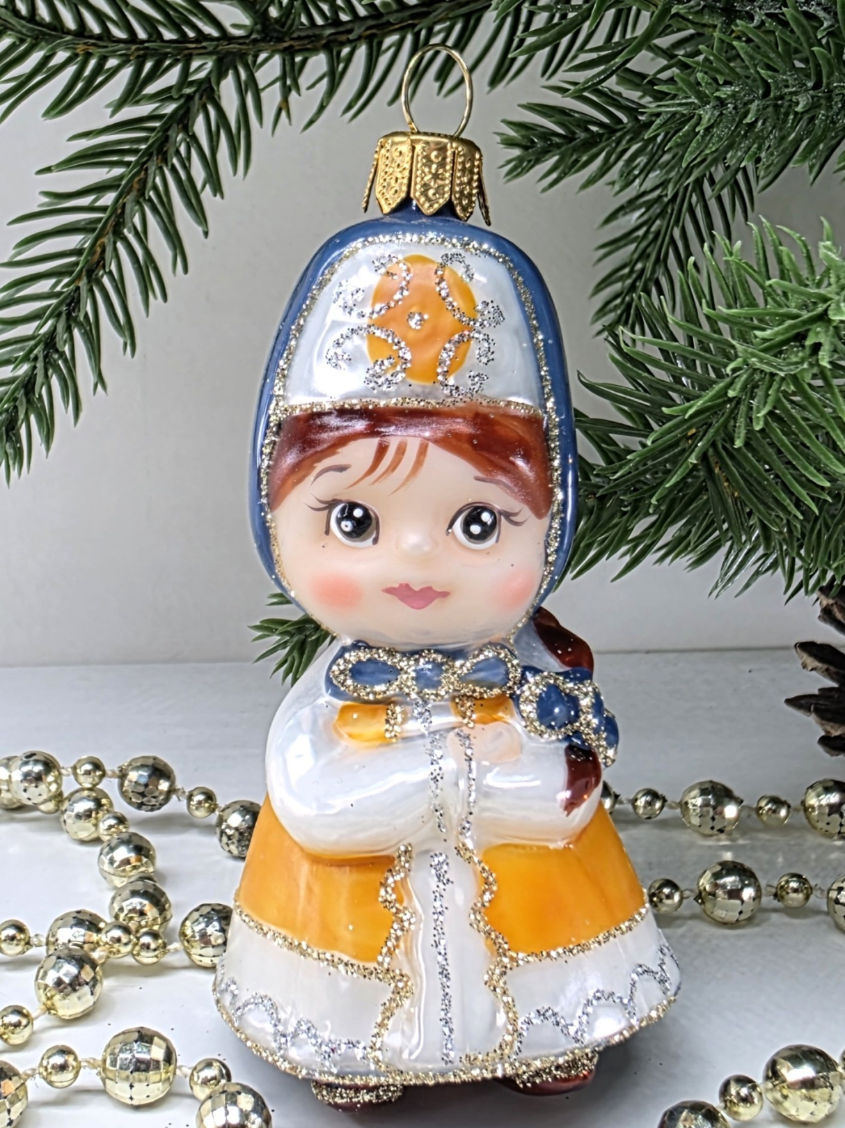 фото Стеклянная ёлочная игрушка Василиса-3