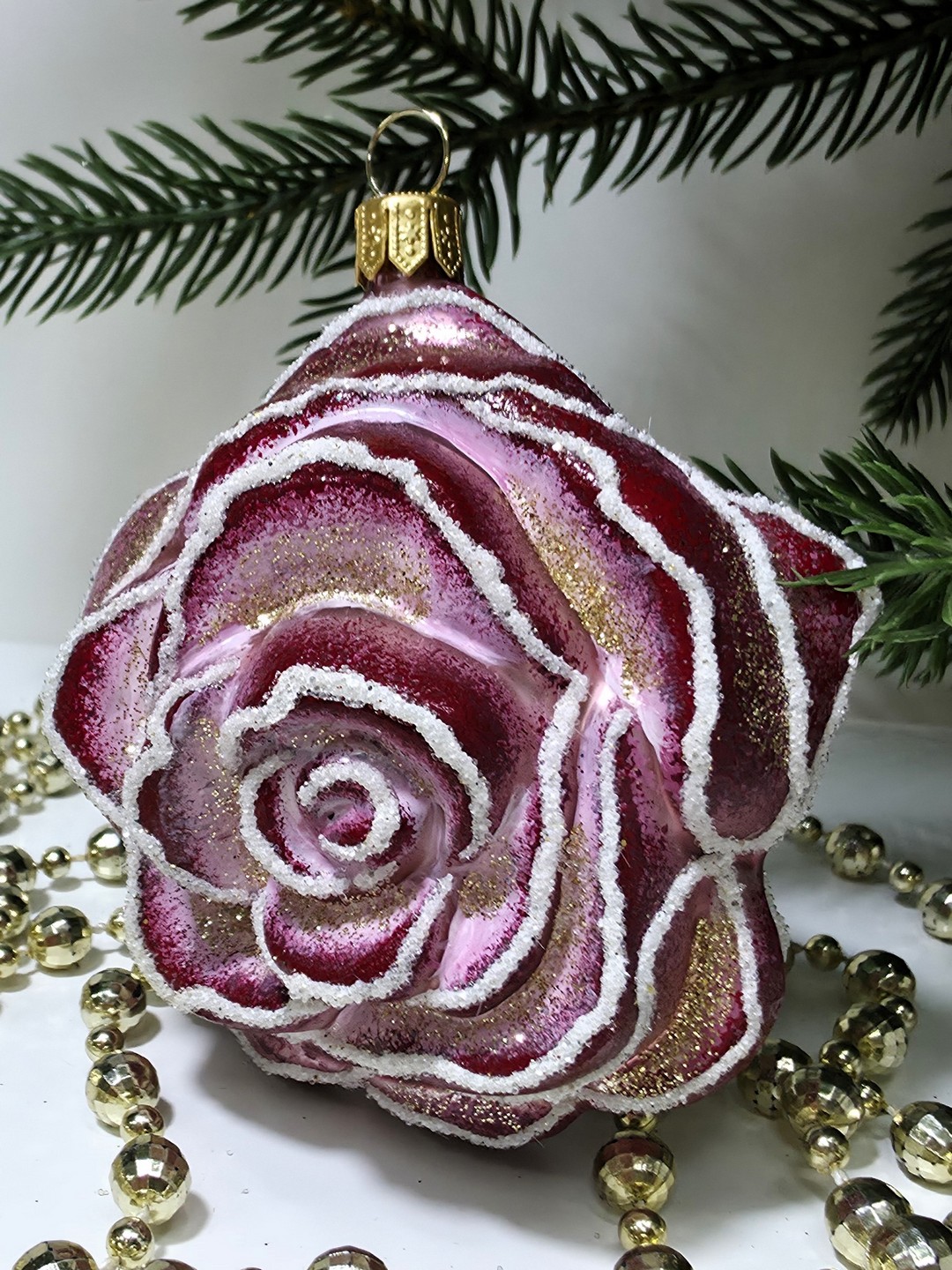 фото Стеклянная елочная игрушка Роза