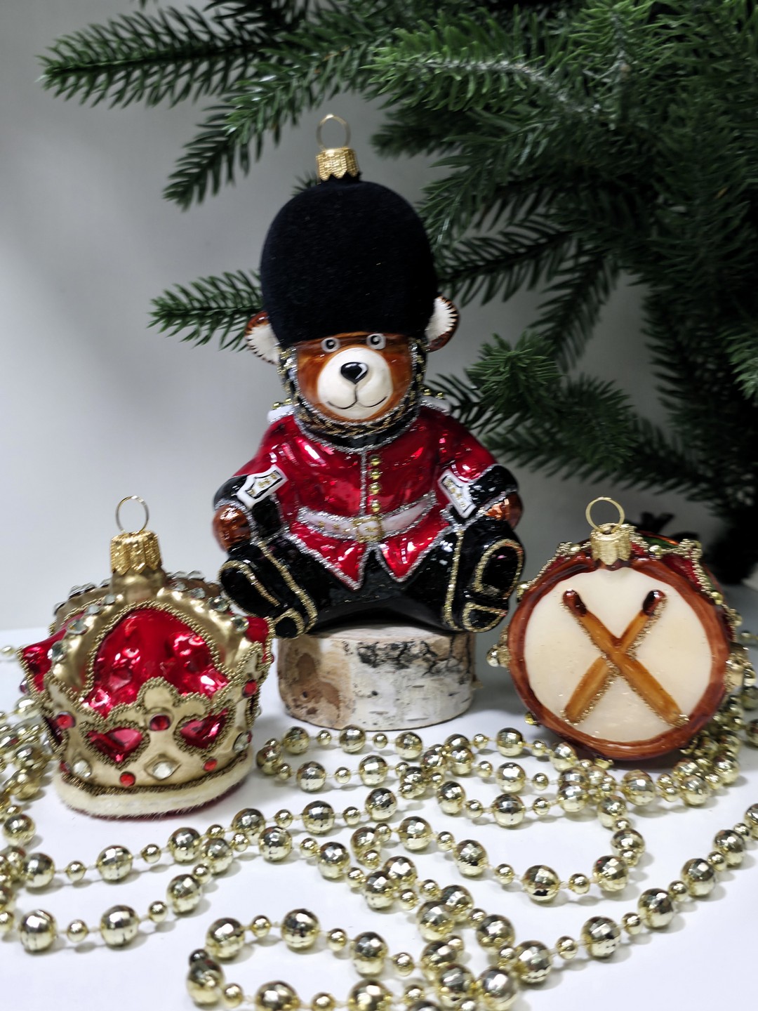 фото Набор ёлочных игрушек Барабан, мишка и корона