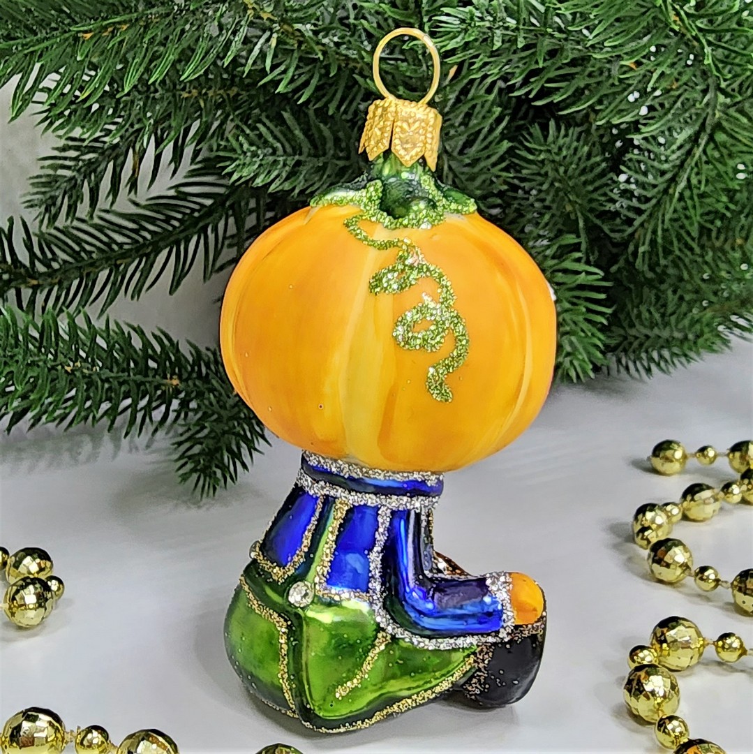 фото Стеклянная елочная игрушка Кум Тыква