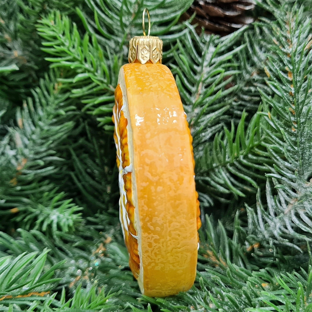 фото Стеклянная елочная игрушка Долька апельсина