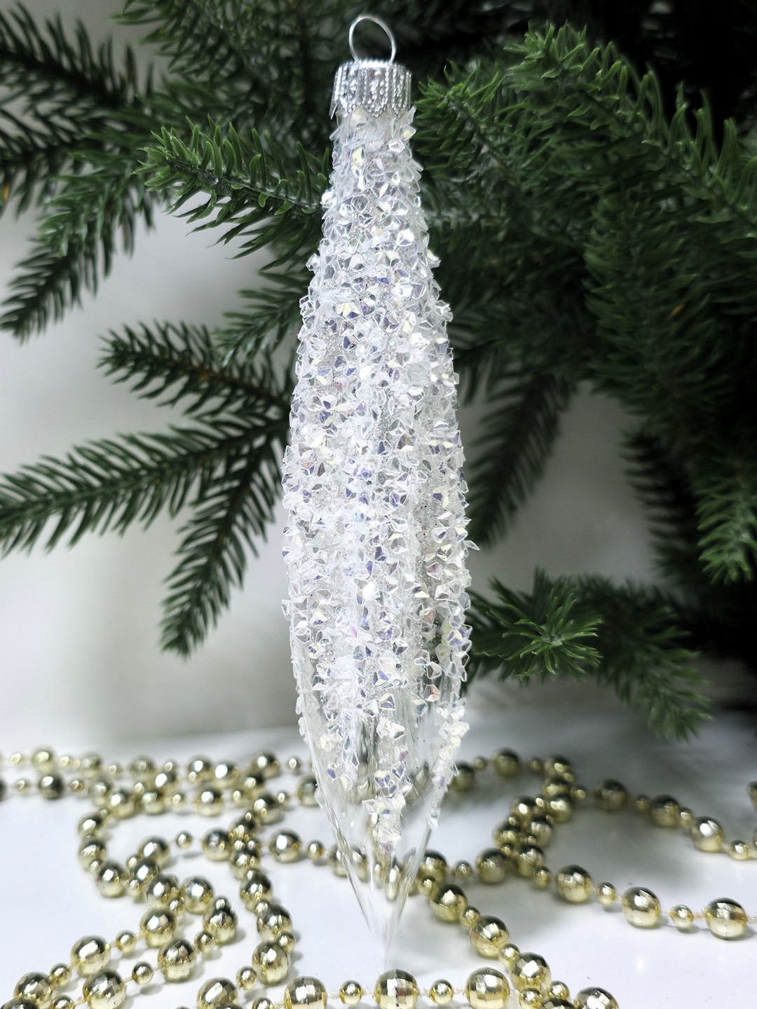 фото Стеклянная елочная игрушка Сосулька