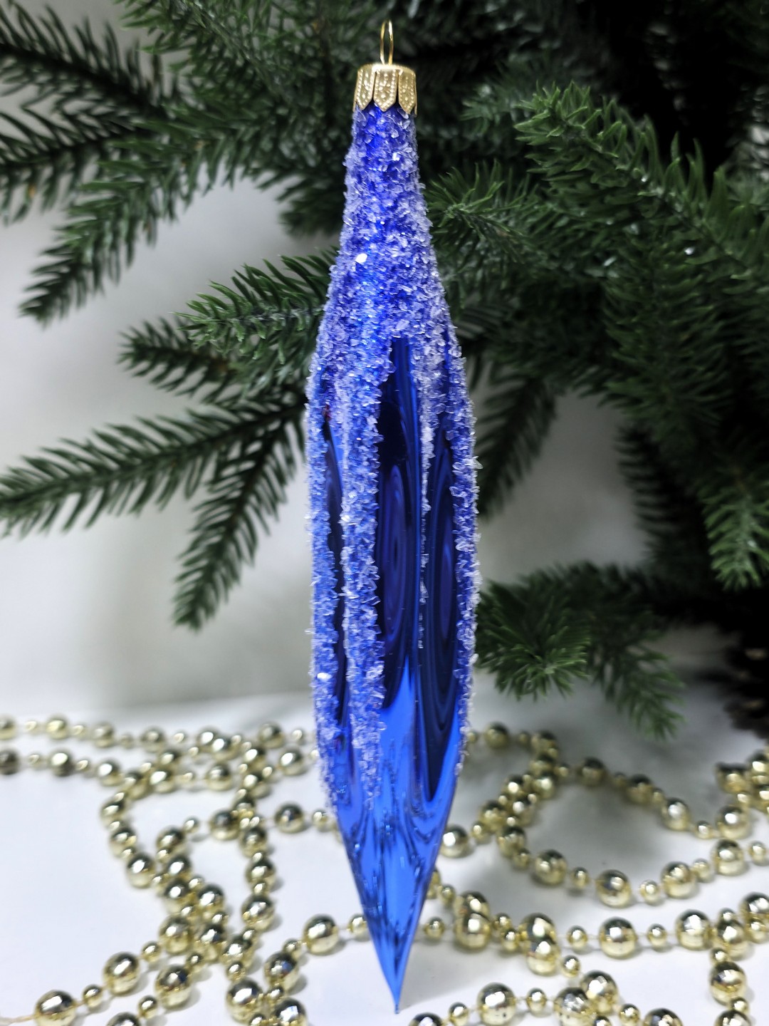 фото Стеклянная елочная игрушка Сосулька