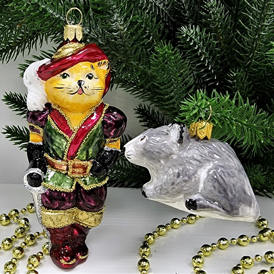 фото Набор ёлочных игрушек Кот в сапогах и мышонок