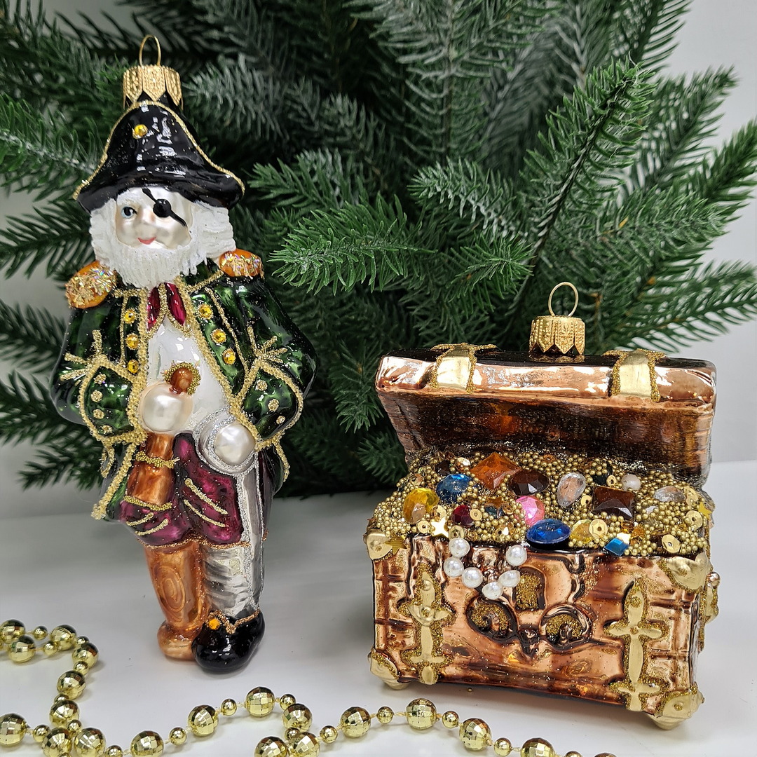 фото Набор ёлочных игрушек Пират и сундук с золотом
