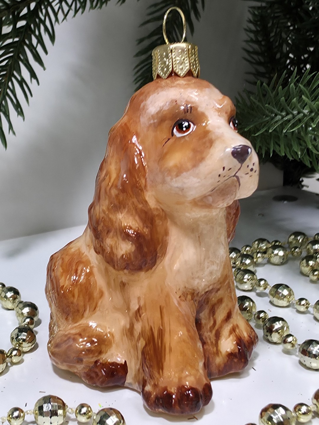 фото Стеклянная елочная игрушка Спаниель