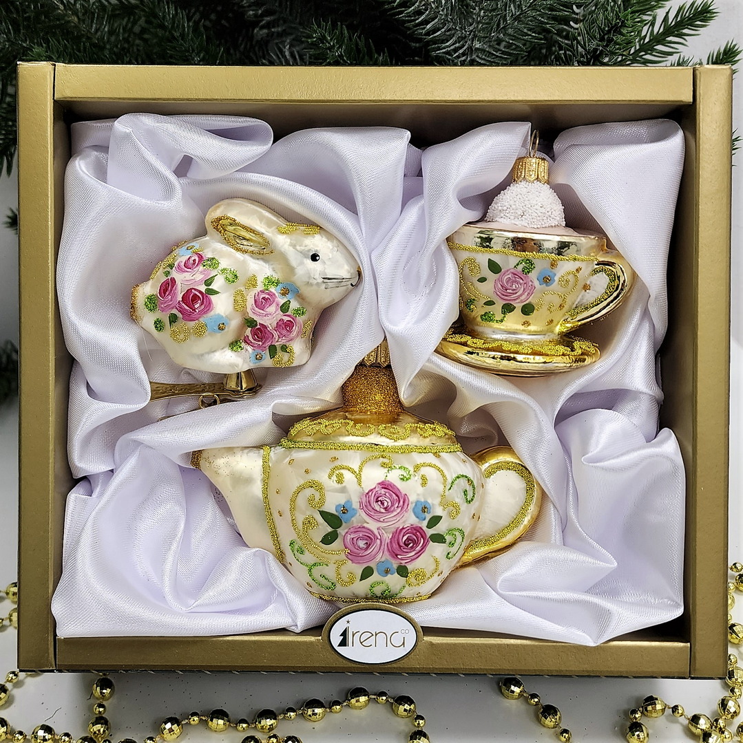фото Набор ёлочных игрушек Зайчик, чайник и чашка Версаль