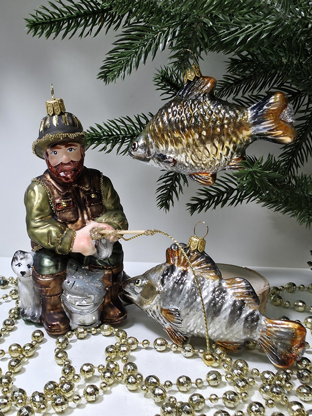 фото Набор ёлочных игрушек Рыбак и две рыбки