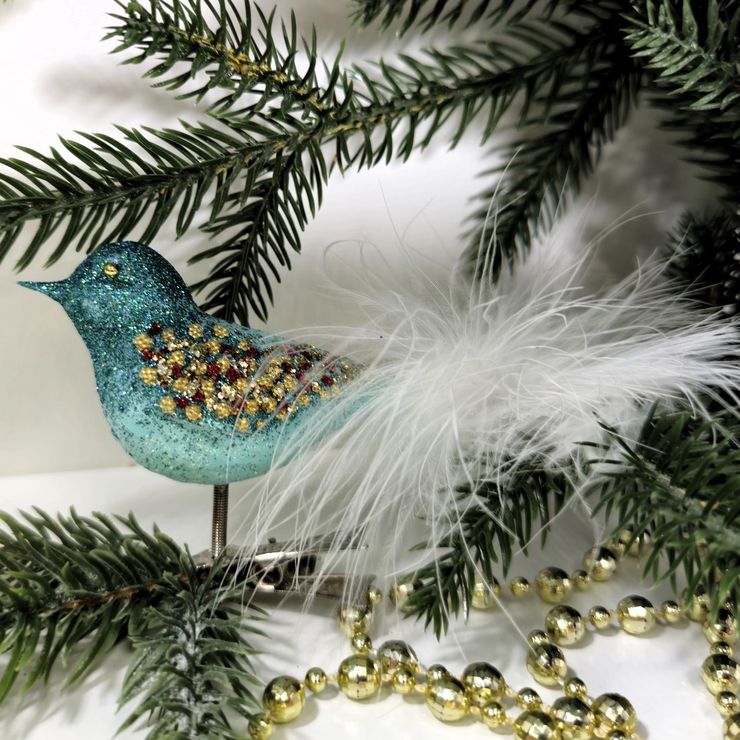 фото Стеклянная елочная игрушка Птичка