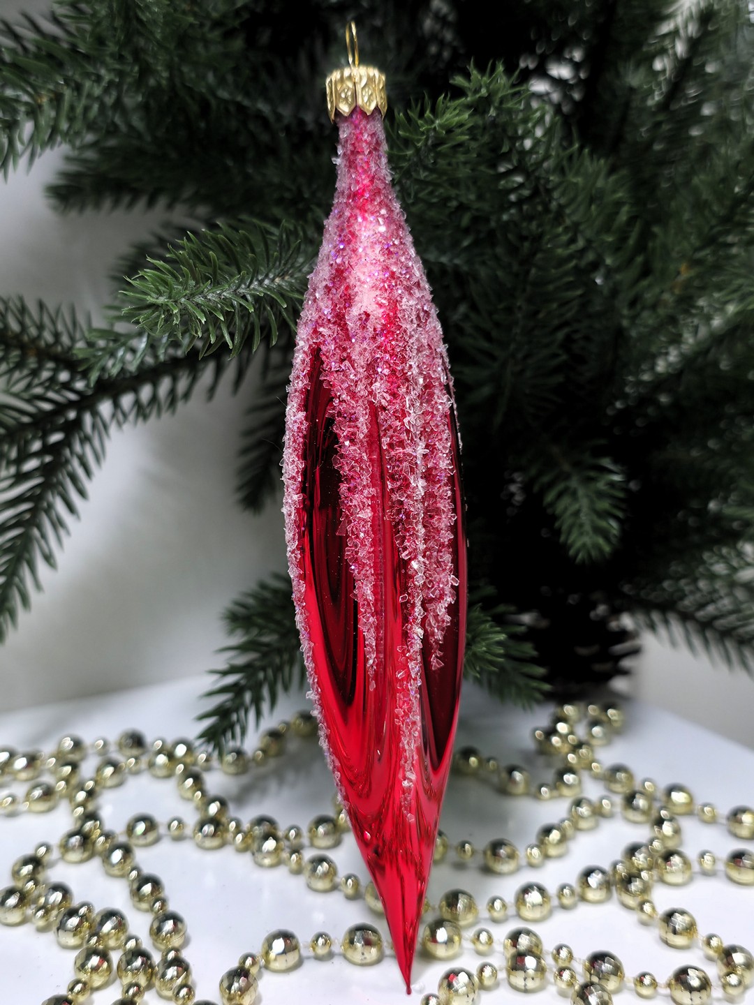 фото Стеклянная елочная игрушка Сосулька