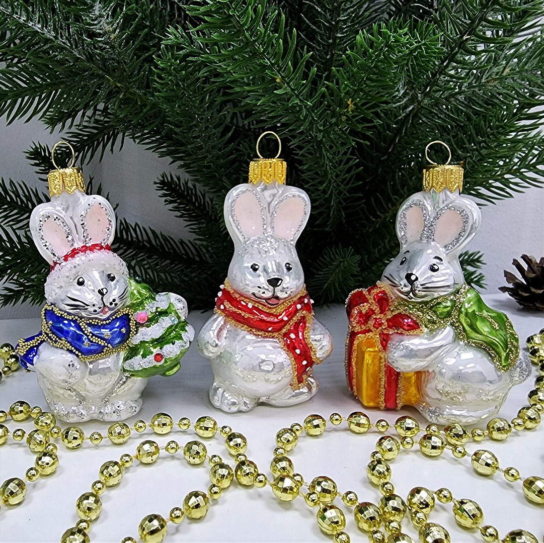 фото Набор ёлочных игрушек Три зайчика