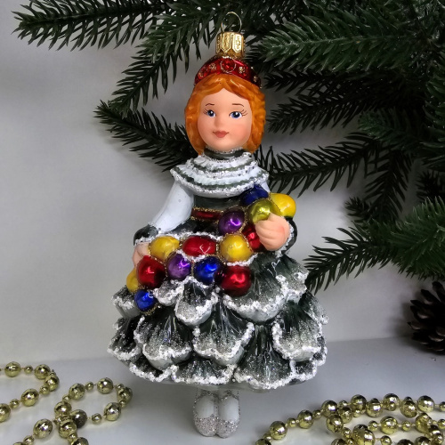 Купить стеклянная елочная игрушка девочка-елочка в магазине ...