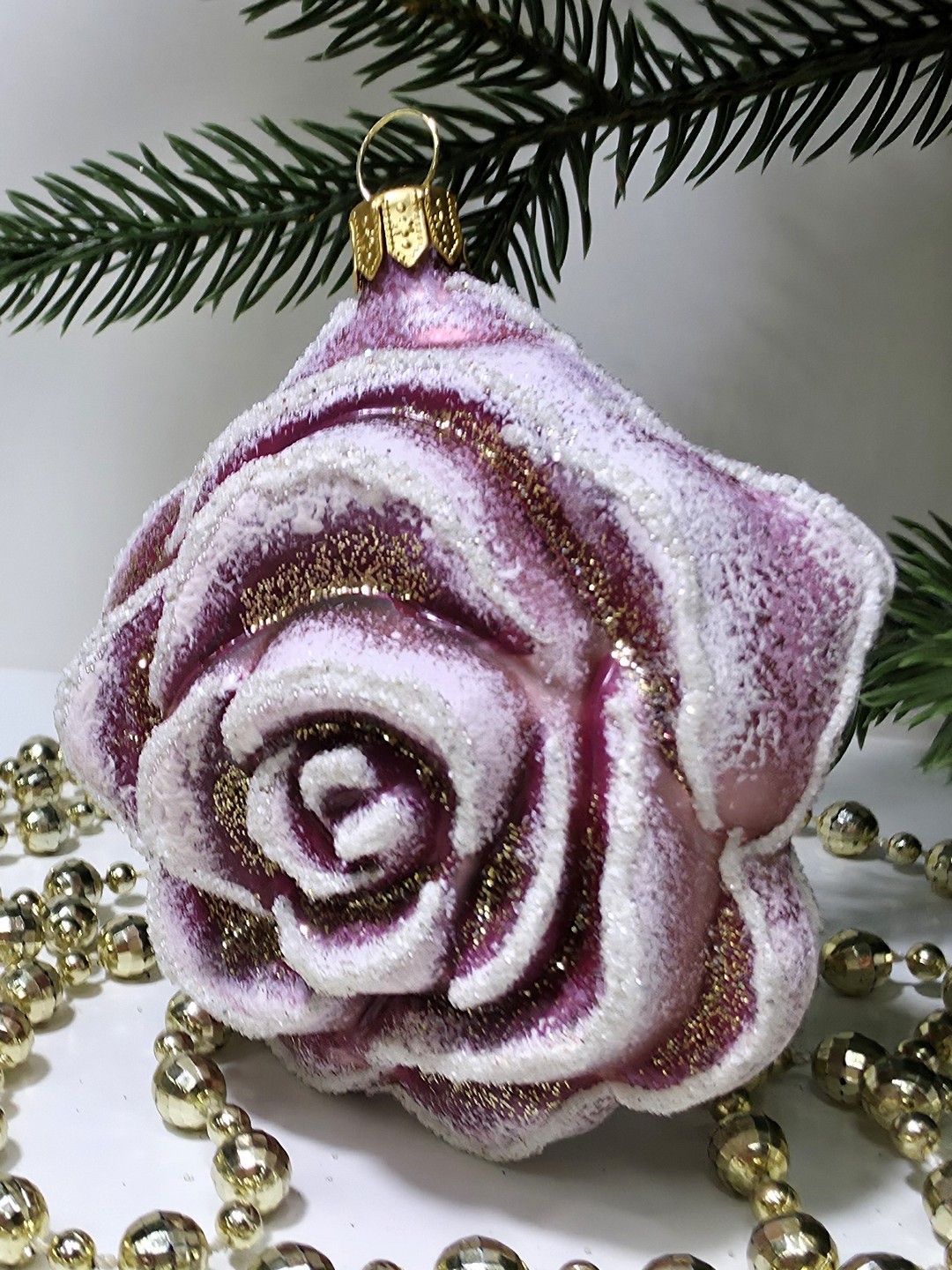 фото Стеклянная елочная игрушка Роза