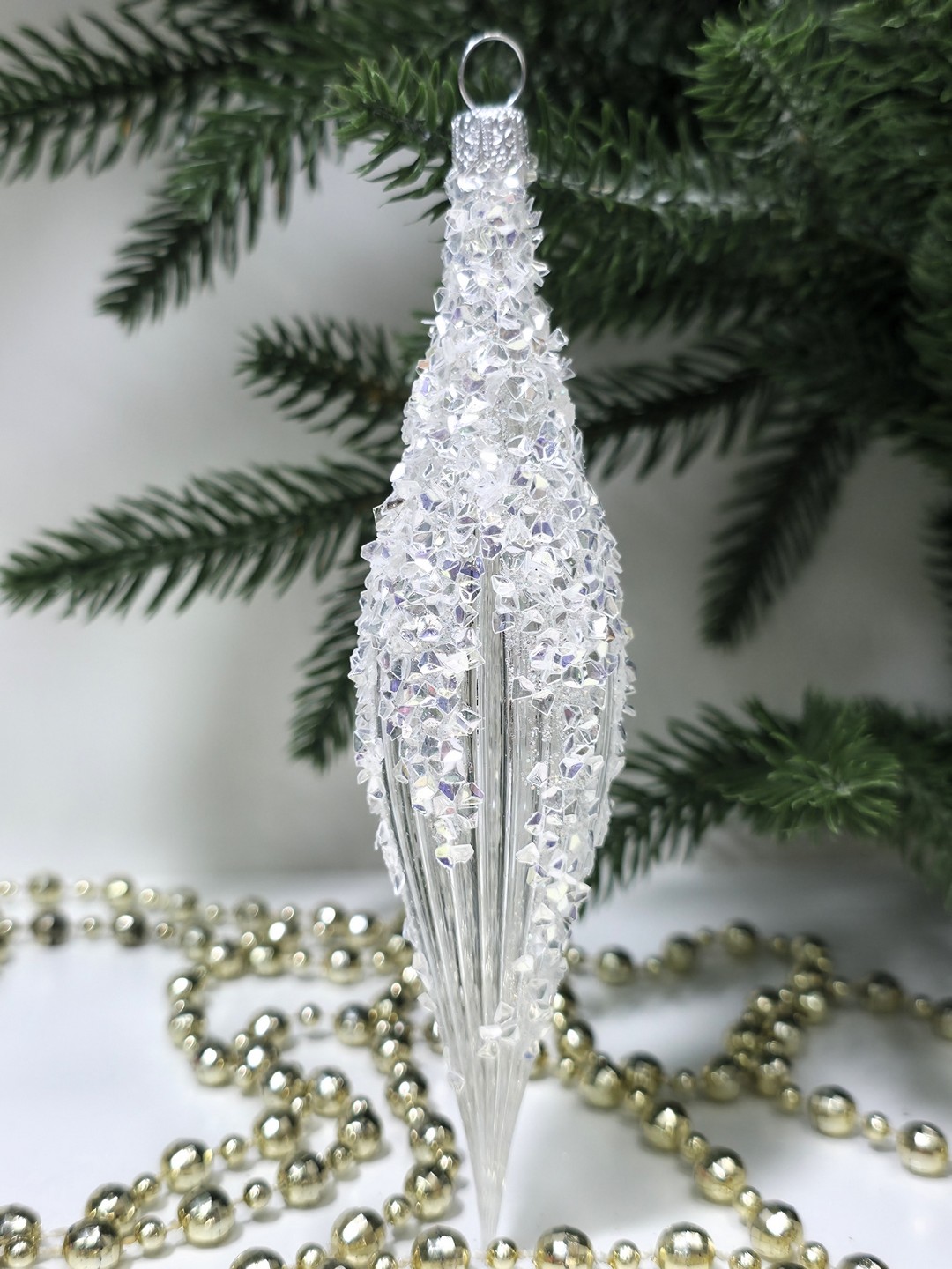 фото Стеклянная елочная игрушка Сосулька