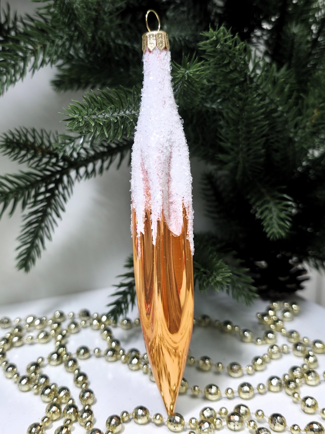 фото Стеклянная елочная игрушка Сосулька