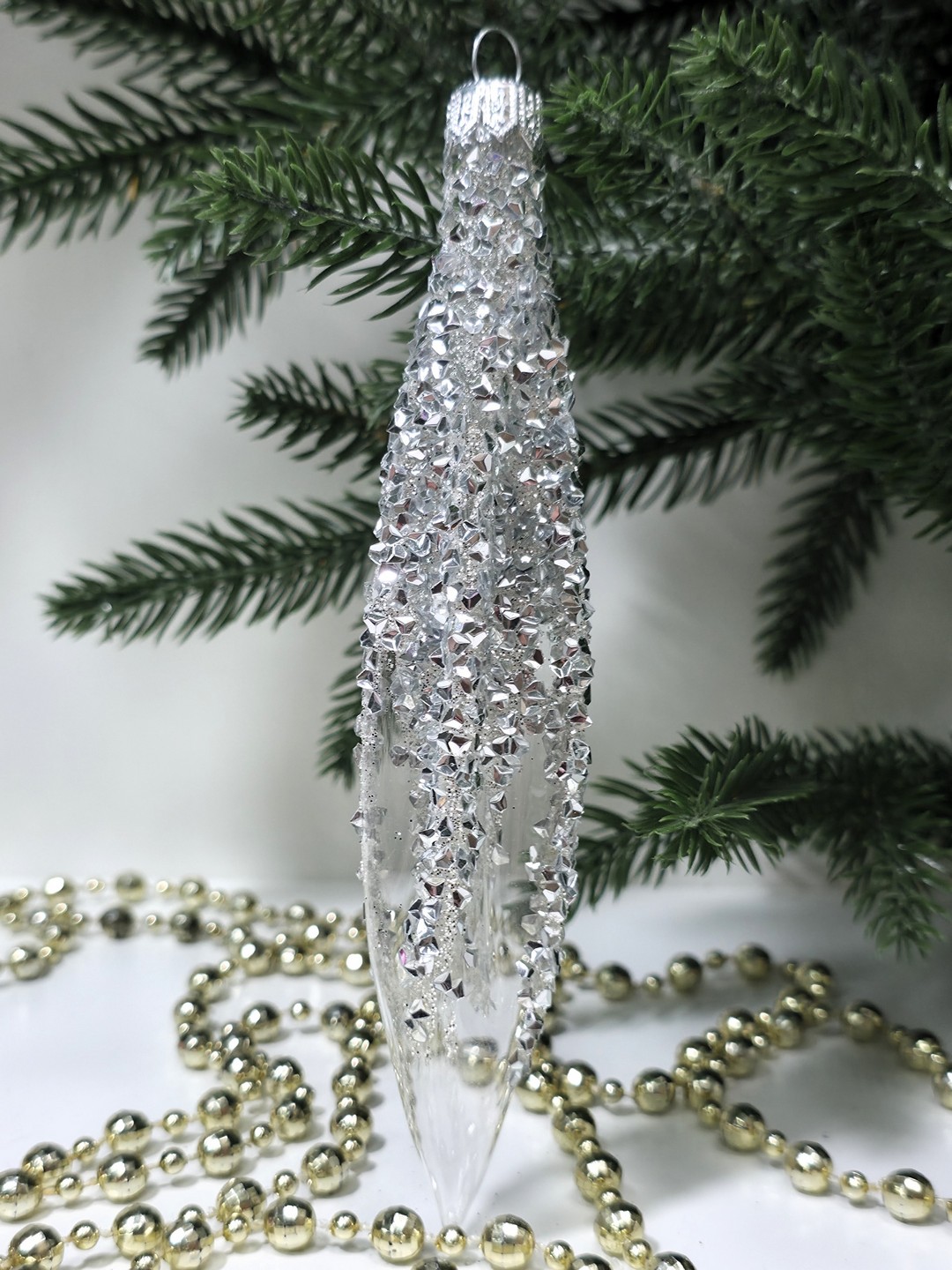 фото Стеклянная елочная игрушка Сосулька