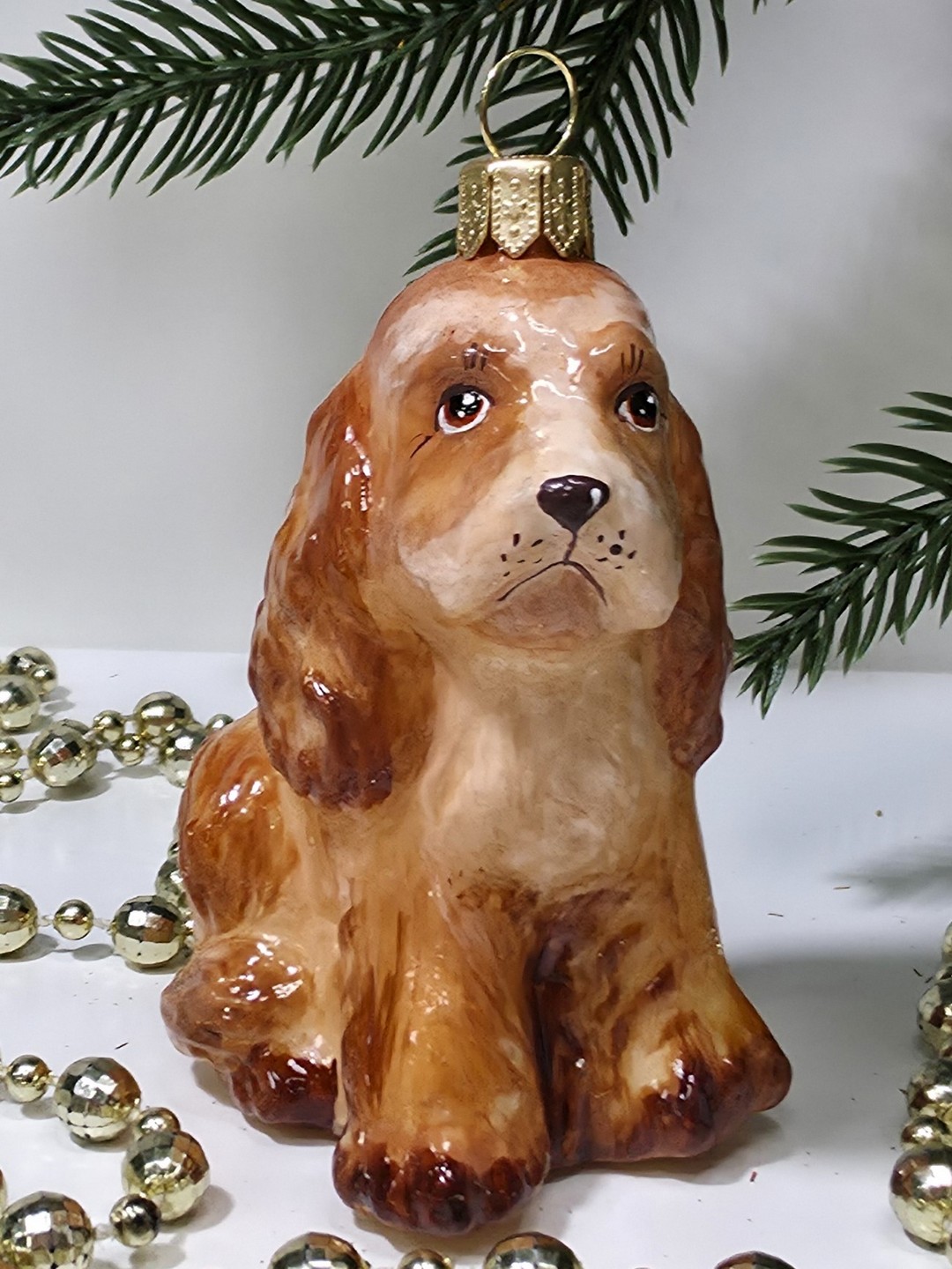 фото Стеклянная елочная игрушка Спаниель
