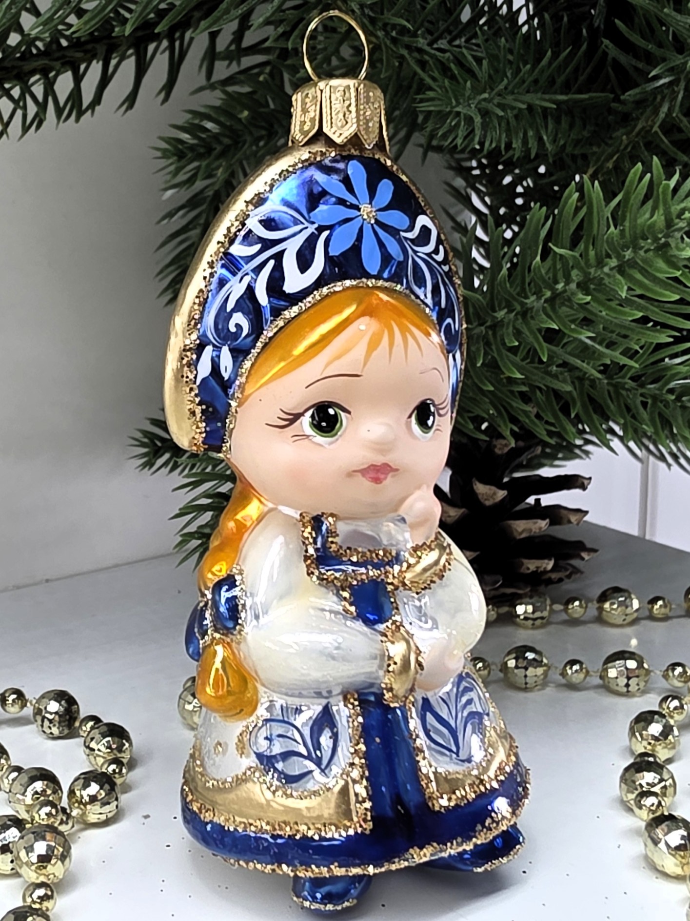 фото Стеклянная ёлочная игрушка Василиса-7