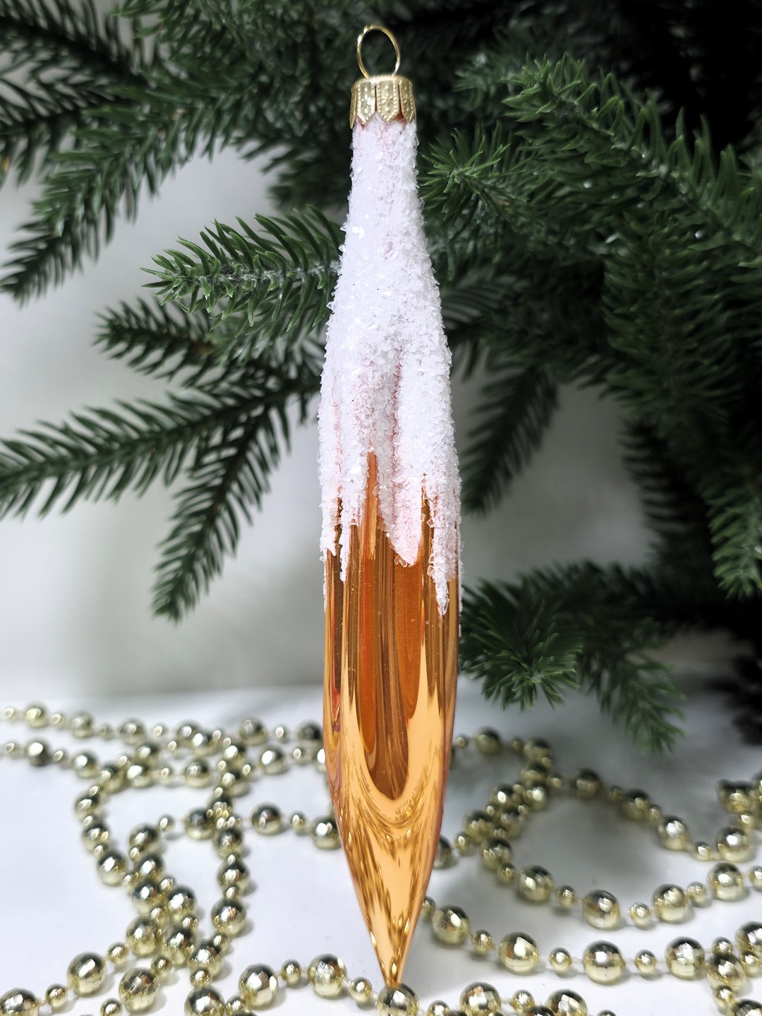 фото Стеклянная елочная игрушка Сосулька