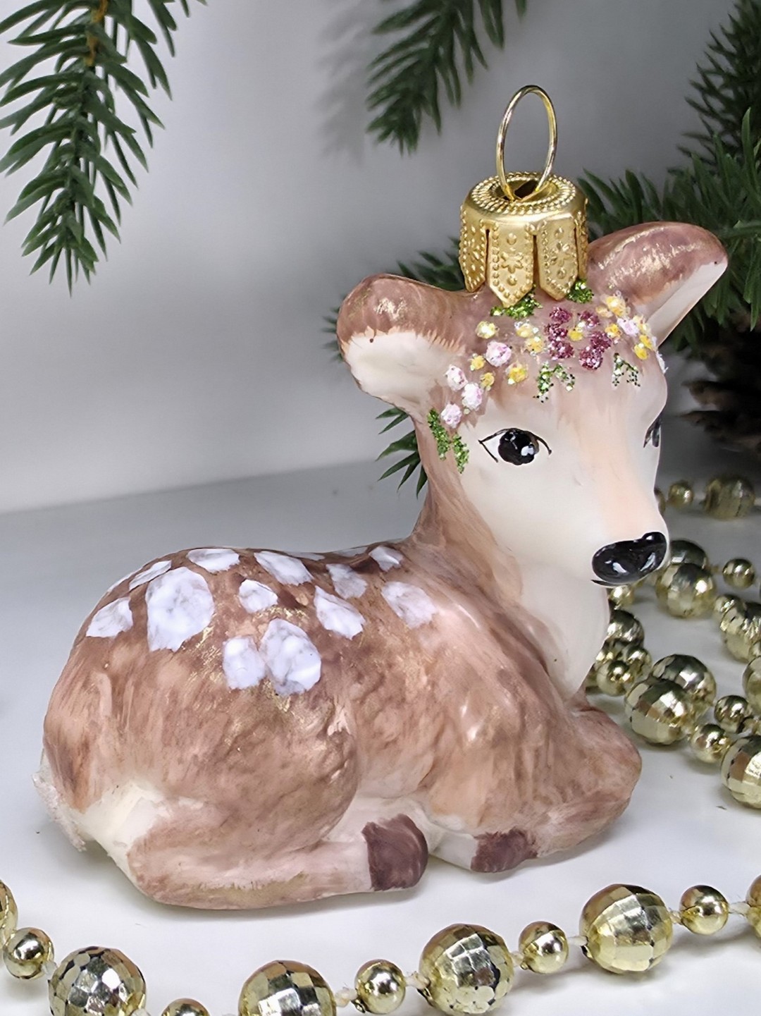 фото Стеклянная елочная игрушка Олененок винтаж