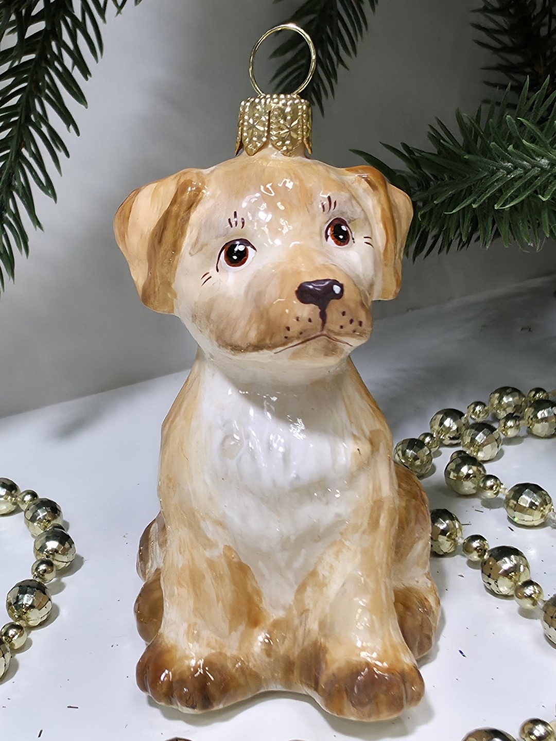 фото Стеклянная елочная игрушка Лабрадор